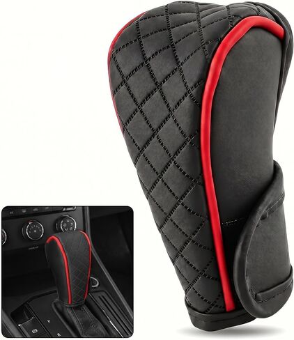 Car Gear Shift Cover, Upgraded Anti-Slip Leather Car Gear Shift Knob Covers, Breathable Auto Knob Cover for Shifts Lever Protection, Universal Shifter Stick Protector for Most Cars(Red) in Kuwait