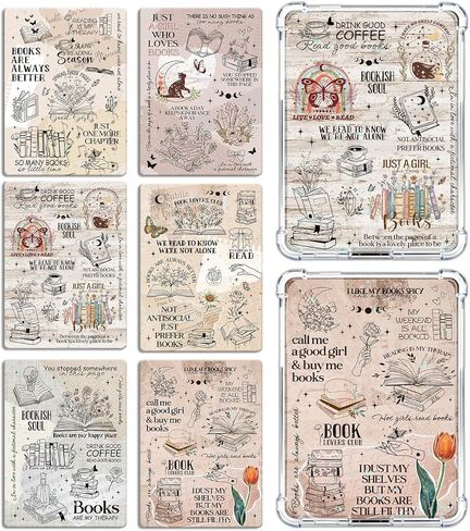 Rngmsi Insert Cardstock for Clear Case - 8Pcs Vintage Aesthetic Cardstock Inserts Compatible with Kindle Paperwhite 11th-12th, 6.9"X4.8" Bookish Papers for E-Reader Clear Back Cover, Book Lover Gifts in Kuwait