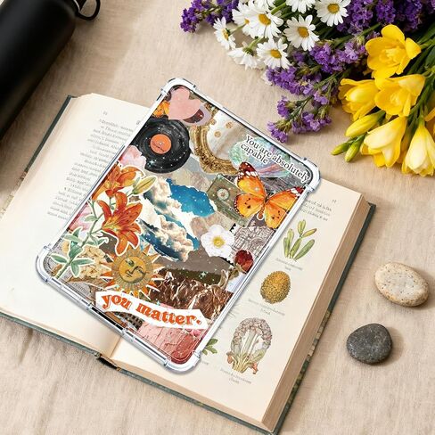 Rngmsi Insert Cardstock for Clear Case - 8Pcs Vintage Aesthetic Cardstock Inserts Compatible with Kindle Paperwhite 11th-12th, 6.9"X4.8" Bookish Papers for E-Reader Clear Back Cover, Book Lover Gifts in Kuwait