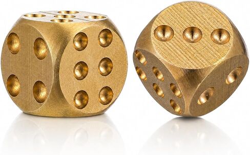 مجموعة نرد معدنية من النحاس الصلب مكونة من قطعتين من Balacoo، معدن ثقيل متوازن ذهبي لألعاب Mahjong Poker Tabletop RPG - ملحقات ألعاب النحاس المصقول (15 مم) in Kuwait