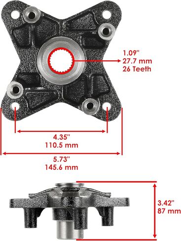 Caltric Rear Brake Disc Rotor Wheel Hub Bearing Compatible with Polaris Rzr Xp 4 900/4 Xp 900 2012-2013 in Kuwait