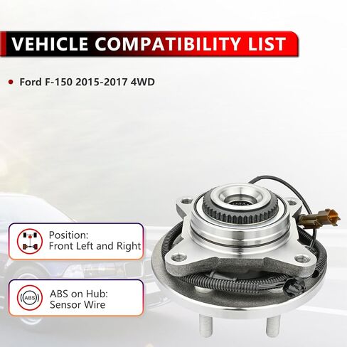 515169 4WD Front Wheel Bearing Hub Assembly for 2015 2016 2017 Ford F-150 Wheel Hub Bearing 6 Lug Bolts w/ABS in Kuwait