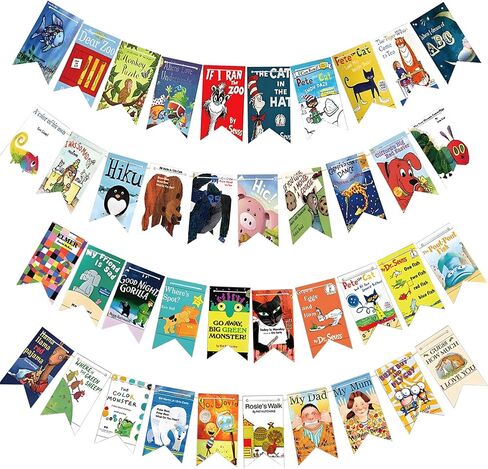 20 Pieces Book Banner Library Decor Book Themed Party Decorations Book Birthday Party Decorations Classroom Decor (Double Sided Printing) in Saudi Arabia
