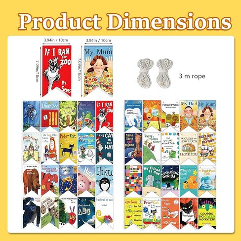 20 Pieces Book Banner Library Decor Book Themed Party Decorations Book Birthday Party Decorations Classroom Decor (Double Sided Printing) in Saudi Arabia