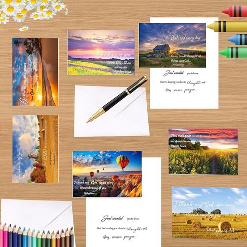 50 Pcs Religious Thinking of You Cards Bulk with Envelopes Scripture Verses Christian Greeting Blessings Cards Faith Based Inspirational 10 Designs 5.9 x 7.87 Inch Thinking of You Greeting Card with Envelopes in Saudi Arabia