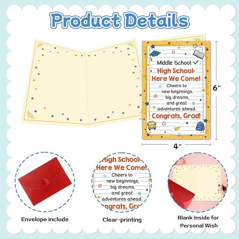 Middle School Graduation Gift Card for Teenagers, 8th Grade Graduation Gifts for Boys Girls, High School Here We Come Congrats Grad Card with Envelope, Funny Greeting Cards for Graduates in Saudi Arabia
