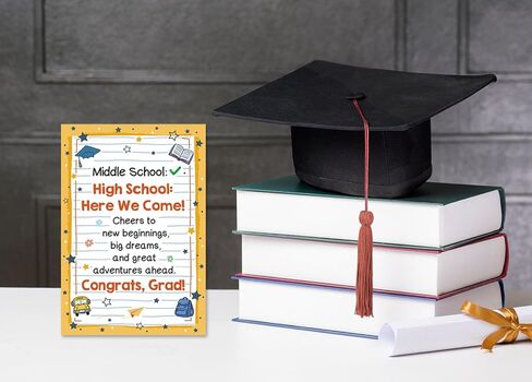 Middle School Graduation Gift Card for Teenagers, 8th Grade Graduation Gifts for Boys Girls, High School Here We Come Congrats Grad Card with Envelope, Funny Greeting Cards for Graduates in Saudi Arabia