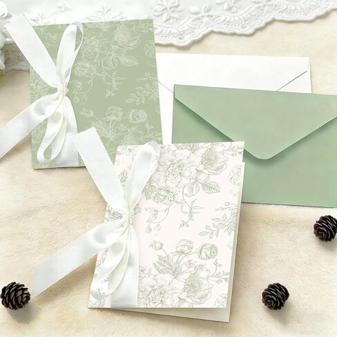 Whaline 24 Pack Blue and White Floral Cards Greeting Cards with Envelopes Stickers Ribbon Chinoiserie Blue Flower Blank Note Card for Wedding Bridal Shower Baby Shower Birthday, 4 x 6 Inch in Kuwait