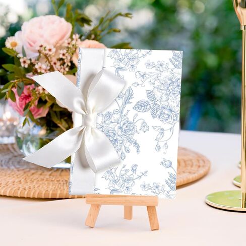 Whaline 24 Pack Blue and White Floral Cards Greeting Cards with Envelopes Stickers Ribbon Chinoiserie Blue Flower Blank Note Card for Wedding Bridal Shower Baby Shower Birthday, 4 x 6 Inch in Kuwait