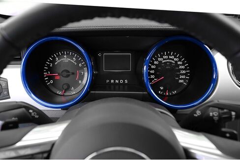 Jimen Fit for Ford Mustang 2015-2018, 2PCS Dashboard Cover Instrument Panel Trim Ring (Blue) in Kuwait