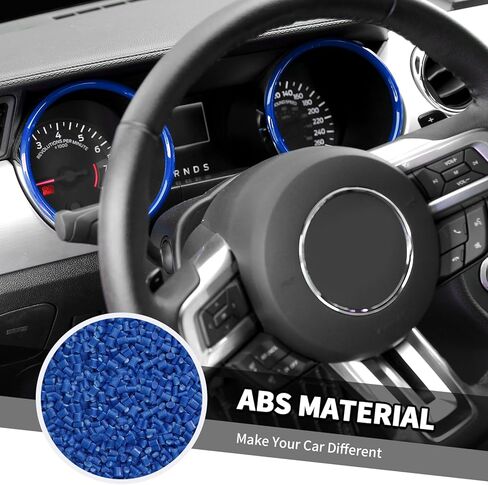 Jimen Fit for Ford Mustang 2015-2018, 2PCS Dashboard Cover Instrument Panel Trim Ring (Blue) in Kuwait