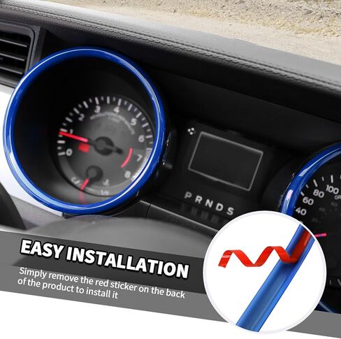 Jimen Fit for Ford Mustang 2015-2018, 2PCS Dashboard Cover Instrument Panel Trim Ring (Blue) in Kuwait