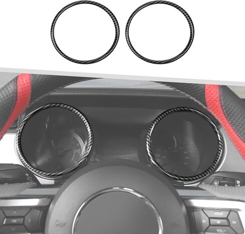 Jimen Fit for Ford Mustang 2015-2018, 2PCS Dashboard Cover Instrument Panel Trim Ring (Blue) in Kuwait