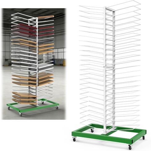 Justore Heavy-Duty Paint Drying Rack for Cabinet Doors and Full-Size Doors, 50 Shelves Cabinet Door Drying Rack for Art Studios & Classroom, Space Saving Design with 4 Casters, 25 LBS/Level in Saudi Arabia