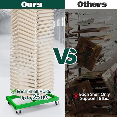 Justore Heavy-Duty Paint Drying Rack for Cabinet Doors and Full-Size Doors, 50 Shelves Cabinet Door Drying Rack for Art Studios & Classroom, Space Saving Design with 4 Casters, 25 LBS/Level in Saudi Arabia