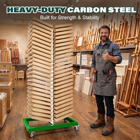 Justore Heavy-Duty Paint Drying Rack for Cabinet Doors and Full-Size Doors, 50 Shelves Cabinet Door Drying Rack for Art Studios & Classroom, Space Saving Design with 4 Casters, 25 LBS/Level in Saudi Arabia