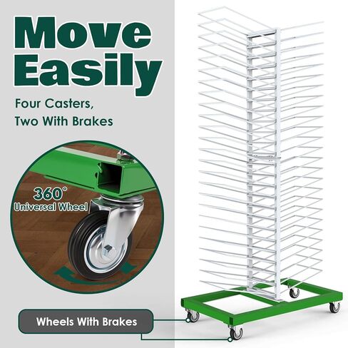Justore Heavy-Duty Paint Drying Rack for Cabinet Doors and Full-Size Doors, 50 Shelves Cabinet Door Drying Rack for Art Studios & Classroom, Space Saving Design with 4 Casters, 25 LBS/Level in Saudi Arabia