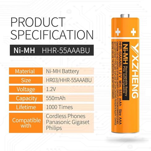 4pcs HHR-55AAABU AAA 1.2v Battery for Panasonic Cordless Wireless Phone Telephone Handset DECT 6.0 550mAh Rechargeable NI-MH in Kuwait
