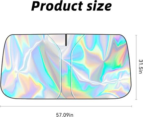 Car Windshield Sun Shade Foldable, 57.09 * 31.5" Upgraded 210T Radium Titanium Silver Windshield Cover with Storage Pouch for Automotive Interior Protection, Universal Car Sun Shade in Kuwait
