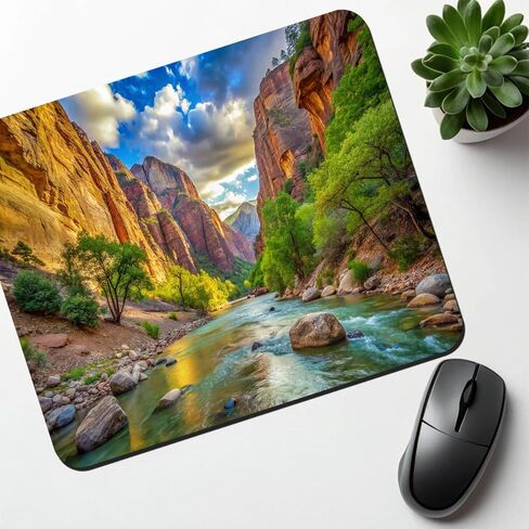 Zion National Park Utah Watercolor Style Low Profile Mouse Pad Mat in Kuwait