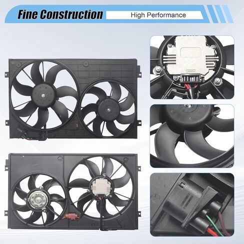 Radiator Engine Cooling Fan Assembly Compatible with 2006-2015 Passat 2010-2013 Golf 2012-2014 Beetle 2006-2014 GTI 2005-2013 Jetta 1.8L 1.9L 2.0L 3.6L, Automotive Cooling Fans Replace VW3115114 in Saudi Arabia