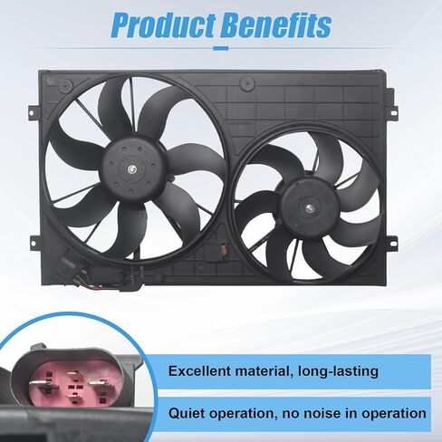 Radiator Engine Cooling Fan Assembly Compatible with 2006-2015 Passat 2010-2013 Golf 2012-2014 Beetle 2006-2014 GTI 2005-2013 Jetta 1.8L 1.9L 2.0L 3.6L, Automotive Cooling Fans Replace VW3115114 in Saudi Arabia
