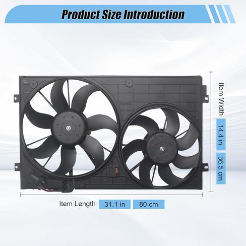 Radiator Engine Cooling Fan Assembly Compatible with 2006-2015 Passat 2010-2013 Golf 2012-2014 Beetle 2006-2014 GTI 2005-2013 Jetta 1.8L 1.9L 2.0L 3.6L, Automotive Cooling Fans Replace VW3115114 in Saudi Arabia