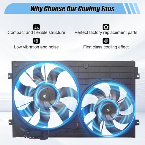 Radiator Engine Cooling Fan Assembly Compatible with 2006-2015 Passat 2010-2013 Golf 2012-2014 Beetle 2006-2014 GTI 2005-2013 Jetta 1.8L 1.9L 2.0L 3.6L, Automotive Cooling Fans Replace VW3115114 in Saudi Arabia