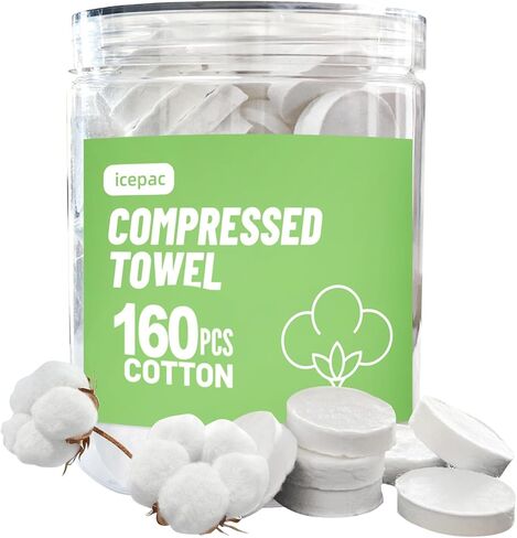 160 Pcs Compressed Towels, Camping Towels, Disposable Face Compressed Towel, Magic Towel, Compressed Towel for Travel, Camping,Hiking (7.5 * 9.3in) in Kuwait