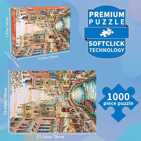 1000 Piece Puzzles for Adults - Charming Venice - Jigsaw Puzzles for Adults 1000 Pieces Colorful Venice Sunset Canal 1000 Piece Jigsaw Puzzles in Kuwait
