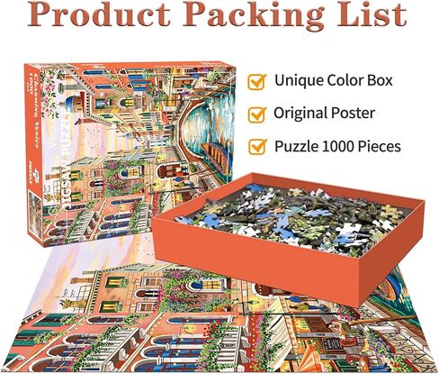 1000 Piece Puzzles for Adults - Charming Venice - Jigsaw Puzzles for Adults 1000 Pieces Colorful Venice Sunset Canal 1000 Piece Jigsaw Puzzles in Kuwait