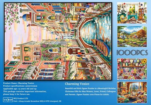 1000 Piece Puzzles for Adults - Charming Venice - Jigsaw Puzzles for Adults 1000 Pieces Colorful Venice Sunset Canal 1000 Piece Jigsaw Puzzles in Kuwait