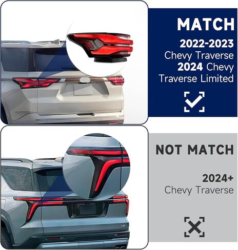 Tail Light Assembly Compatible with 2022 2023 Chevy Traverse, Fit 2024 Traverse Limited Type-Left Taillamp with Bulbs Taillights Left Driver Side Replace Numbers:GM2804151 86785340 in Saudi Arabia