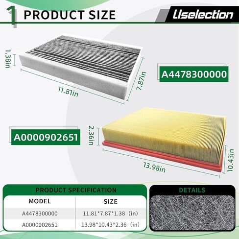 Cabin Engine Air Filter W/Activated Carbon Kit for (2019-2023) Mercedes Sprinter 1500/2500/4500,3500/3500XD (2019-2022),Freightliner Sprinter 1500/2500/3500/3500XD (2019-2021)#A4478300000 A0000903751 in Saudi Arabia
