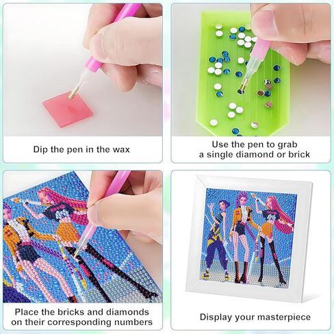 Ugecl K Pop Demon Hunters 5D Diamond Painting Kit with Wooden Frame Easy Small Stitch Diamond Painting Full Drill Diamond Art Gem Painting for Beginners 7X7 inch in Kuwait