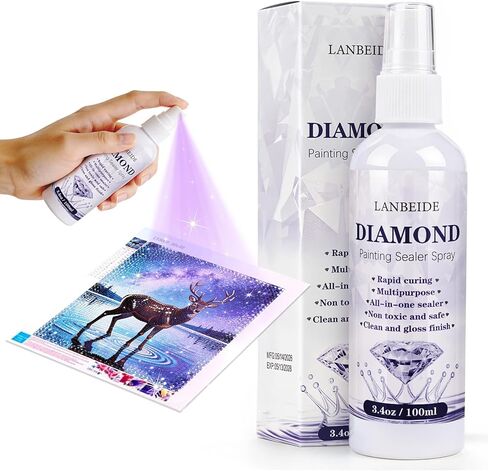 LANBEIDE Diamond Painting Sealer Spray (100ML) - Fast Drying Diamond Art Sealer with Glossy Finish - Multipurpose Glue & Sealant for Diamond Paintings, Puzzles, Coasters & DIY Crafts - Non-Toxic in Saudi Arabia