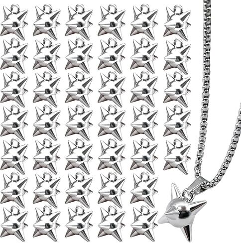40 PCS Spike Ball Charms Alloy Spike Charms Pendants Silver Punk Style Spikes Charm for Jewelry Making DIY Earrings Necklace Bracelet Keychain Crafting in Saudi Arabia