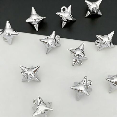 40 PCS Spike Ball Charms Alloy Spike Charms Pendants Silver Punk Style Spikes Charm for Jewelry Making DIY Earrings Necklace Bracelet Keychain Crafting in Saudi Arabia