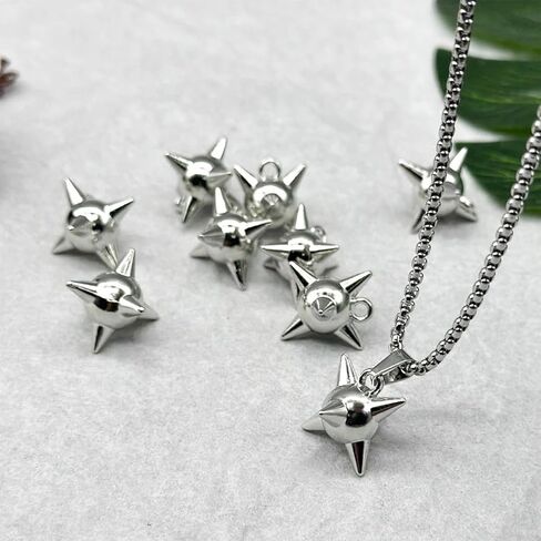 40 PCS Spike Ball Charms Alloy Spike Charms Pendants Silver Punk Style Spikes Charm for Jewelry Making DIY Earrings Necklace Bracelet Keychain Crafting in Saudi Arabia