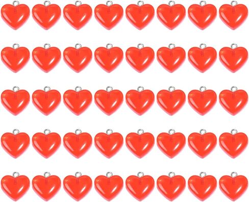 Tupalizy 40PCS Resin Heart Charms Love Heart Shaped Pendant Beads Dangle for Jewelry Making Bracelets Necklaces Earrings Keychains DIY Crafts Accessories Christmas Party Decor Gifts in Kuwait