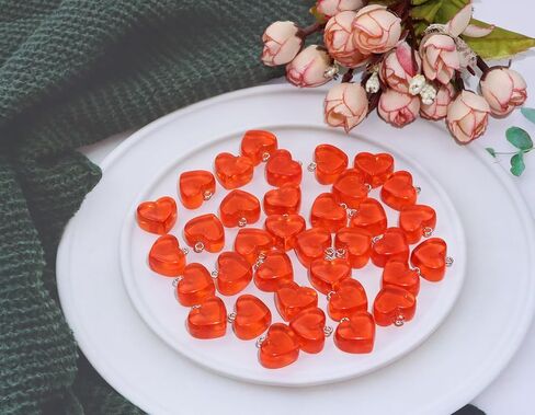 Tupalizy 40PCS Resin Heart Charms Love Heart Shaped Pendant Beads Dangle for Jewelry Making Bracelets Necklaces Earrings Keychains DIY Crafts Accessories Christmas Party Decor Gifts in Kuwait