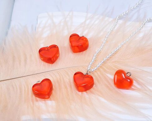 Tupalizy 40PCS Resin Heart Charms Love Heart Shaped Pendant Beads Dangle for Jewelry Making Bracelets Necklaces Earrings Keychains DIY Crafts Accessories Christmas Party Decor Gifts in Kuwait