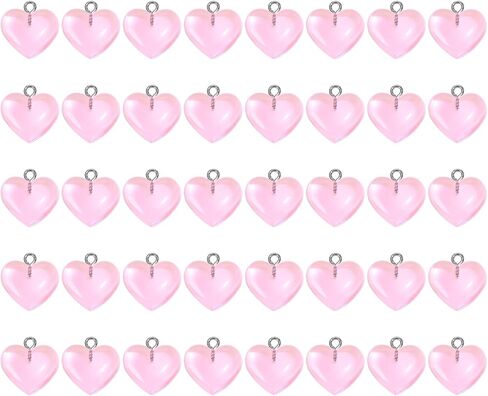 Tupalizy 40PCS Resin Heart Charms Love Heart Shaped Pendant Beads Dangle for Jewelry Making Bracelets Necklaces Earrings Keychains DIY Crafts Accessories Christmas Party Decor Gifts in Kuwait