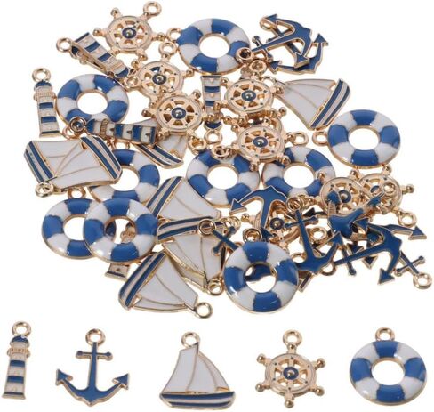 Ocean Themed Charm Pendants 50pcs about 18mm in Length Reliable Alloy Nautical Collection Charms Comfortable Rudder in Kuwait