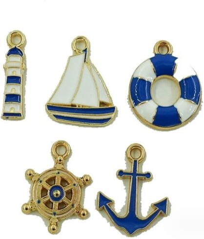 Ocean Themed Charm Pendants 50pcs about 18mm in Length Reliable Alloy Nautical Collection Charms Comfortable Rudder in Kuwait