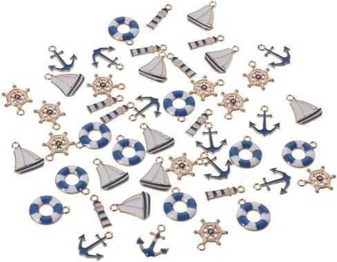 Ocean Themed Charm Pendants 50pcs about 18mm in Length Reliable Alloy Nautical Collection Charms Comfortable Rudder in Kuwait