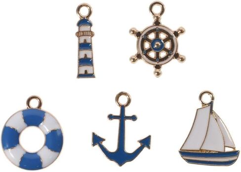 Ocean Themed Charm Pendants 50pcs about 18mm in Length Reliable Alloy Nautical Collection Charms Comfortable Rudder in Kuwait