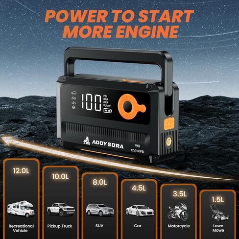 2026 Upgraded 16-in-1 Jump Starter with Air Compressor 8500A 160PSI 65W Charging, Portable Car Battery Jump Starter (All Gas/12L Diesel) Jump Box with Auto-Shutoff Tire Inflator, Smart Jumper Cables in Saudi Arabia
