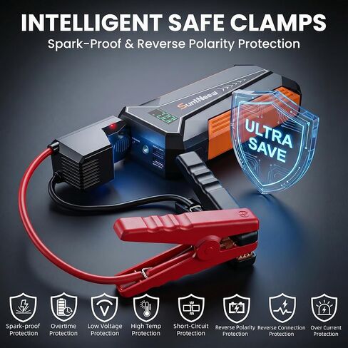 Jump Starter Power Bank 8000mAh (Up to 6.5L Petrol/5.0L Diesel),12V Battery Booster for Cars, Trucks, SUVs & Motorcycles,Compact Design with LED Light & PD 18W USB -Orange in Kuwait