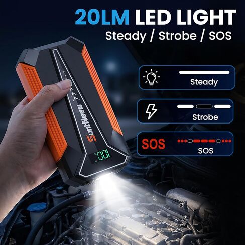 Jump Starter Power Bank 8000mAh (Up to 6.5L Petrol/5.0L Diesel),12V Battery Booster for Cars, Trucks, SUVs & Motorcycles,Compact Design with LED Light & PD 18W USB -Orange in Kuwait